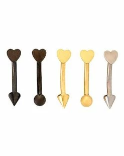 Deals 💯 Multi-Pack Titanium Black Goldtone and Silvertone Curved Barbells 5 Pack - 16 Gauge 🥰