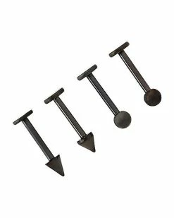Budget 🎁 Multi-Pack Black Spike Titanium Labret Lip Rings 4 Pack - 16 Gauge 🎁 -Playboy Shop 03987401 b