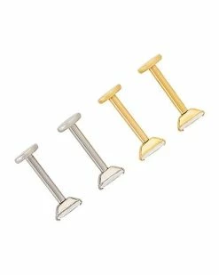 New 🎁 Multi-Pack Rectangle CZ Titanium Labret Lip Rings 4 Pack - 16 Gauge 🤩 -Playboy Shop 03987419 b