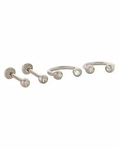 Coupon π Multi-Pack Round CZ Titanium Horseshoes and Labret Lip Rings 4 Pack - 16 Gauge β¨