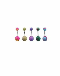 Buy 🥰 Multi-Pack Multi-Color Marble Belly Rings 5 Pack - 14 Gauge 😀