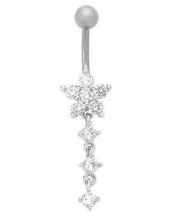 New 🔥 CZ Star Dangle Titanium Belly Ring - 14 Gauge 🎁