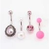 Cheapest 🤩 Multi-Pack Pink CZ and Teardrop Belly Rings 4 Pack - 14 Gauge ✔️ -Playboy Shop 03987591 a