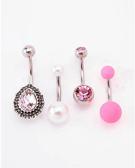 Cheapest π€© Multi-Pack Pink CZ and Teardrop Belly Rings 4 Pack - 14 Gauge βοΈ 3 Cheapest π€© Multi-Pack Pink CZ and Teardrop Belly Rings 4 Pack - 14 Gauge βοΈ