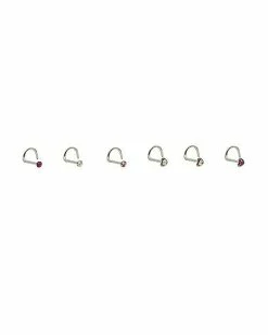 Cheap 😉 Multi-Pack CZ Heart Screw Nose Rings 6 Pack - 20 Gauge ✨ -Playboy Shop 03987617 a