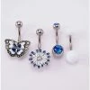 Outlet 💯 Multi-Pack Blue CZ Butterfly and Flower Belly Rings 4 Pack - 14 Gauge 😉 -Playboy Shop 03987625 a