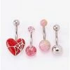 Cheapest 💯 Multi-Pack Heart Web and Glitter Belly Rings 4 Pack - 14 Gauge 💯 -Playboy Shop 03987641 a