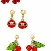 Top 10 👍 Multi-Pack Cherry Lips and Rose Earrings - 3 Pack 🎉 -Playboy Shop 03987716 a