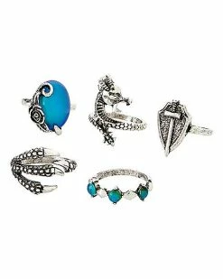 New 🤩 Multi-Pack Dragon Claw Sword and Mood Rings - 5 Pack 🎁