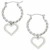 Promo 😉 Pearl-Effect Swirl Heart Dangle Hoop Earrings 🤩 -Playboy Shop 03987831 a