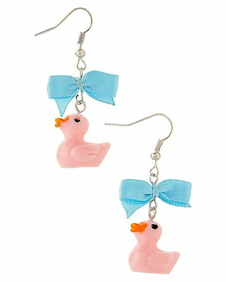 Best Pirce β Pink Duck and Blue Bow Dangle Earrings π 3 Best Pirce β Pink Duck and Blue Bow Dangle Earrings π