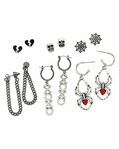 Cheapest π Multi-Pack Spider Heart Skull Stud and Dangle Earrings - 6 Pair π 3 Cheapest π Multi-Pack Spider Heart Skull Stud and Dangle Earrings - 6 Pair π