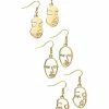 Budget 💯 Multi-Pack Goldtone Face Outline Dangle Earrings - 3 Pair ✔️