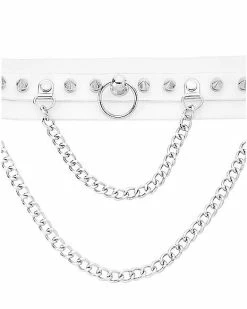 Discount 🥰 White Studded Double Chain Collar Choker Necklace 🎉