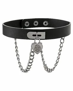 Deals 😀 Black Pentagram Heart Chain Choker Necklace 👍 -Playboy Shop 03988250 b