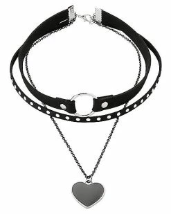 Cheap ⌛ 3 Row Black Heart Chain Choker Necklace ❤️ 5 Cheap ⌛ 3 Row Black Heart Chain Choker Necklace ❤️ -Playboy Shop 03988268 b