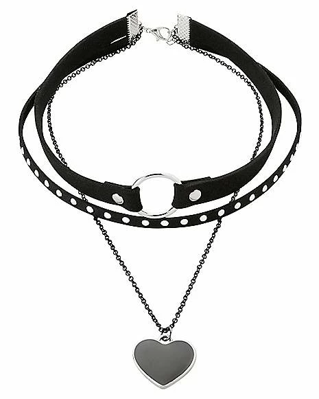 Cheap ⌛ 3 Row Black Heart Chain Choker Necklace ❤️ 4 Cheap ⌛ 3 Row Black Heart Chain Choker Necklace ❤️ - Image 2