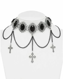 Best Pirce 😍 Black Gothic Cross Drop Chain Choker Necklace ✔️ -Playboy Shop 03988300 b