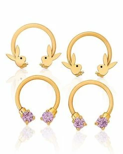 Best reviews of 🥰 Multi-Pack Purple CZ Playboy Horseshoe Rings 2 Pair - 16 Gauge ⭐