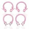New ❤️ Multi-Pack CZ Pink Playboy Bunny Horseshoe Rings 2 Pair - 16 Gauge 👏 -Playboy Shop 03988771 a