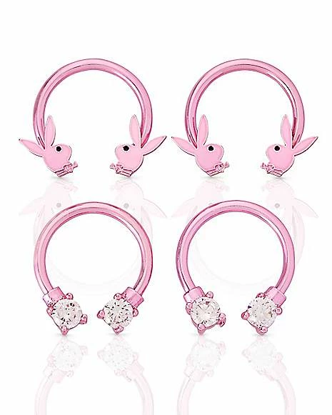 New β€οΈ Multi-Pack CZ Pink Playboy Bunny Horseshoe Rings 2 Pair - 16 Gauge π 3 New β€οΈ Multi-Pack CZ Pink Playboy Bunny Horseshoe Rings 2 Pair - 16 Gauge π