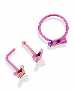 Best Sale ✔️ Multi-Pack Purple Playboy Bunny Nose Rings 3 Pack - 20 Gauge 🥰 -Playboy Shop 03989118 b
