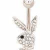 Top 10 💯 Cluster CZ Titanium Playboy Belly Ring - 14 Gauge ❤️ -Playboy Shop 03989191 a