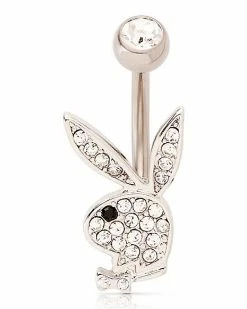 Top 10 💯 Cluster CZ Titanium Playboy Belly Ring - 14 Gauge ❤️