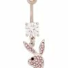 Brand new 🔔 Playboy Bunny CZ Pink Titanium Dangle Belly Ring - 14 Gauge ✔️ -Playboy Shop 03989209 a