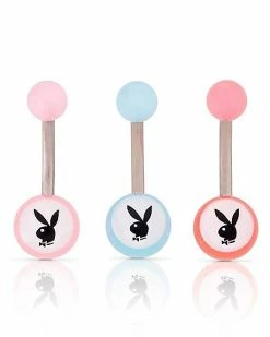 Cheap 😍 Multi-Pack Playboy Bunny Glow in the Dark Titanium Belly Rings 3 Pack - 14 Gauge ✔️