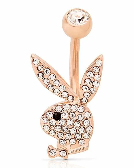 Outlet β CZ Rose Goldplated Playboy Bunny Titanium Belly Ring - 14 Gauge π 3 Outlet β CZ Rose Goldplated Playboy Bunny Titanium Belly Ring - 14 Gauge π