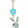 Best deal 🎁 Playboy Bunny CZ Blue Titanium Dangle Belly Ring - 14 Gauge 🧨 -Playboy Shop 03989274 a
