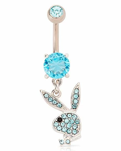 Best deal π Playboy Bunny CZ Blue Titanium Dangle Belly Ring - 14 Gauge 𧨠3 Best deal π Playboy Bunny CZ Blue Titanium Dangle Belly Ring - 14 Gauge π§¨