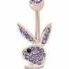 Deals 🌟 Playboy Bunny CZ Purple Titanium Belly Ring - 14 Gauge 🛒 -Playboy Shop 03989290 a