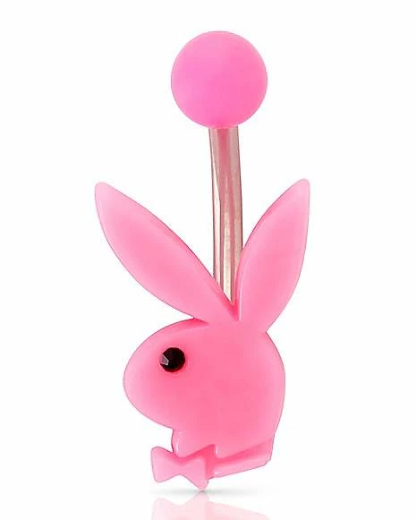 Hot Sale π Pink Acrylic Playboy Bunny Titanium Belly Ring - 14 Gauge π 3 Hot Sale π Pink Acrylic Playboy Bunny Titanium Belly Ring - 14 Gauge π