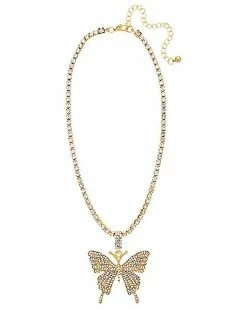 Discount 😀 CZ Butterfly Double Chain Necklace ✔️ -Playboy Shop 03989530 d