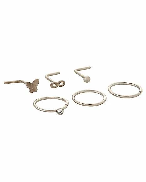 New π Multi-Pack CZ Butterfly Titanium Hoops and L-Bend Nose Rings 6 Pack - 20 Gauge π₯° 3 New π Multi-Pack CZ Butterfly Titanium Hoops and L-Bend Nose Rings 6 Pack - 20 Gauge π₯°