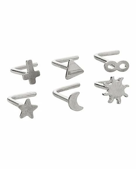 Flash Sale π Multi-Pack Star Moon Sun Symbols Titanium L-Bend Nose Rings 6 Pack - 20 Gauge β 3 Flash Sale π Multi-Pack Star Moon Sun Symbols Titanium L-Bend Nose Rings 6 Pack - 20 Gauge β