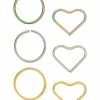 New 🔥 Multi-Pack Round and Heart Hoop Nose Rings 6 Pack - 20 Gauge 👍 -Playboy Shop 03989662 a