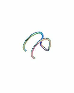 Deals 🌟 Faux Rainbow Double Hoop Ear Cuffs 😍