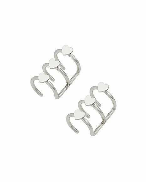 Hot Sale 𧨠Silvertone Heart Triple Bar Fake Ear Cuffs π 4 Hot Sale 𧨠Silvertone Heart Triple Bar Fake Ear Cuffs π - Image 2