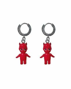 Cheap ❤️ Devil Doll Huggie Dangle Earrings - 18 Gauge 👍