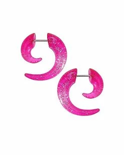 Coupon 🧨 Pink Glitter Fake Spiral Tapers - 18 Gauge 💯