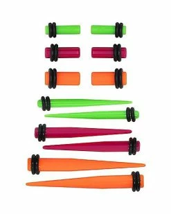 Budget 🔔 Green Pink and Orange Plugs and Tapers - 6 Pair 🛒