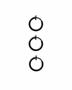 Outlet 👏 Multi-Pack Black Faux Hoop Rings - 3 Pack 🎁