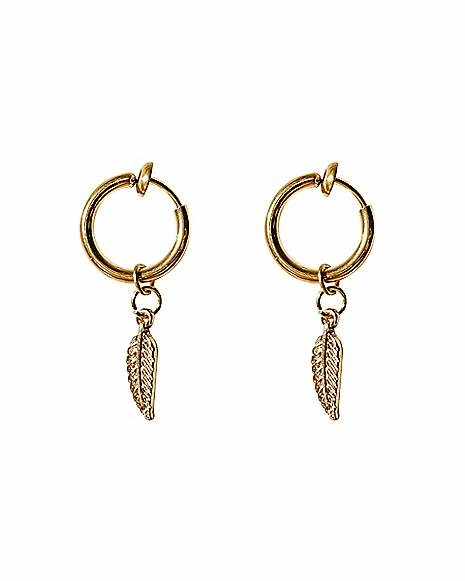 Deals π€© Goldtone Feather Dangle Fake Hoop Earrings π 3 Deals π€© Goldtone Feather Dangle Fake Hoop Earrings π