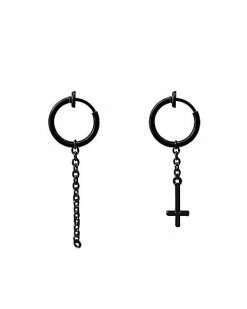 New 🛒 Black Cross Faux Dangle Hoop Earrings 💯