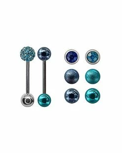 Wholesale 😉 CZ Blue and Teal Barbells with Extra Balls - 14 Gauge 🛒