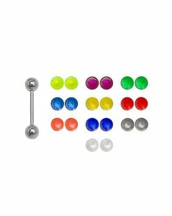 Promo 🥰 Multi-Pack Single Barbell with Extra Balls 10 Pair - 14 Gauge 💯