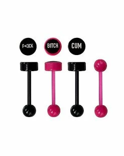 Coupon 👏 Multi-Pack Curse Words Barbells 4 Pack - 14 Gauge 💯